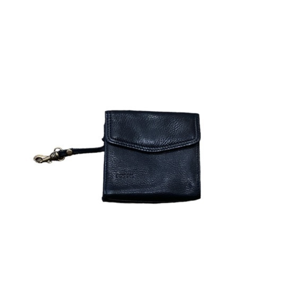 Fossil Women’s Coin and‎ Card Square Wallet Black Leather Antique Gold Hardware